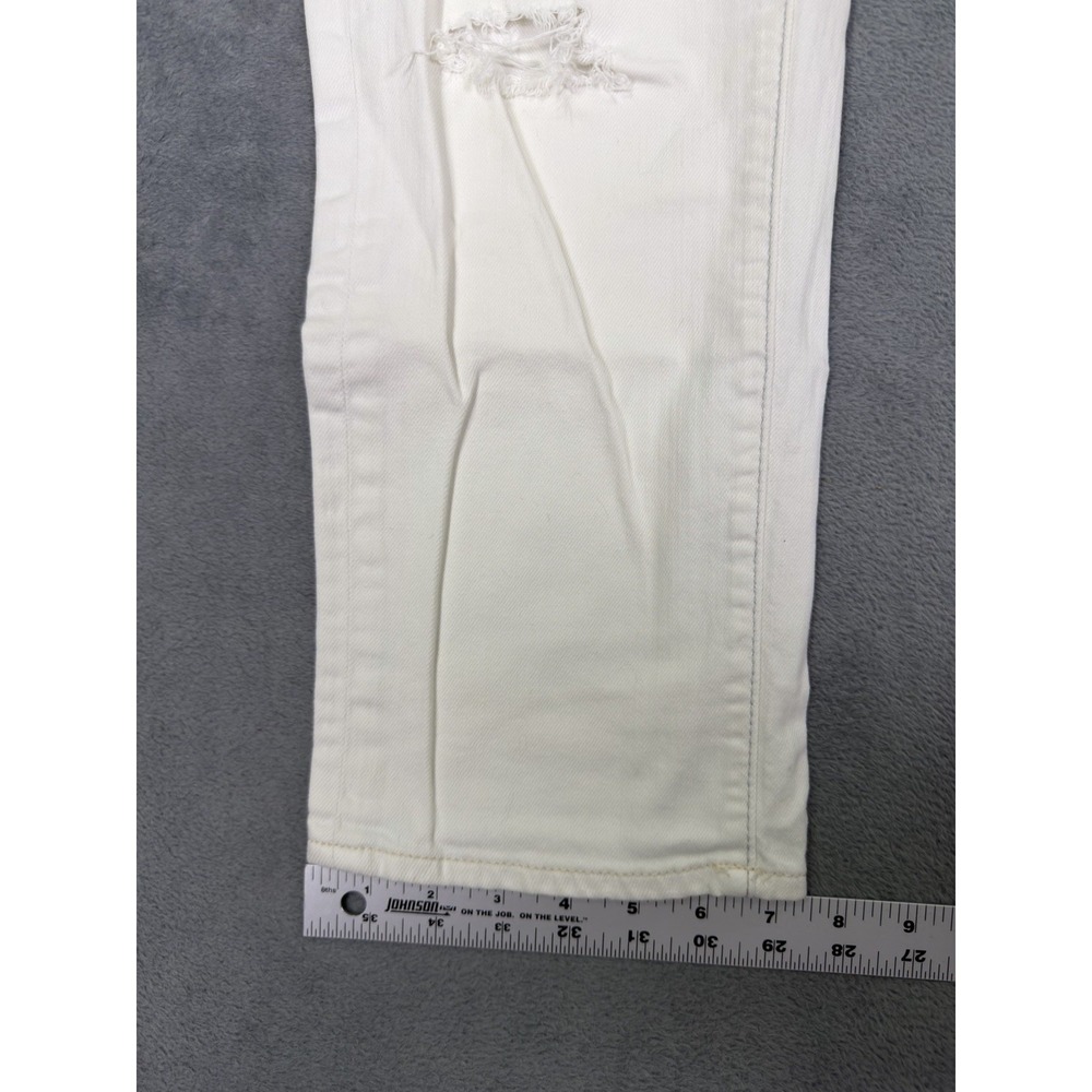 American Eagle Jeans Womens‎ 2 White Denim Boy Fit Distressed Crop Low Rise - Picture 6 of 9